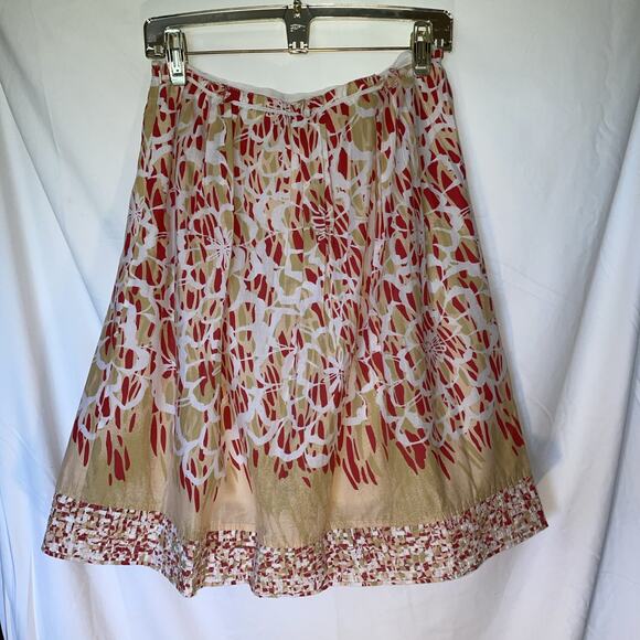 Think Tank Floral Lattice Cut Out Hem Pleated Side Zip A Line Cottagecore Sz 10 - Picture 4 of 14